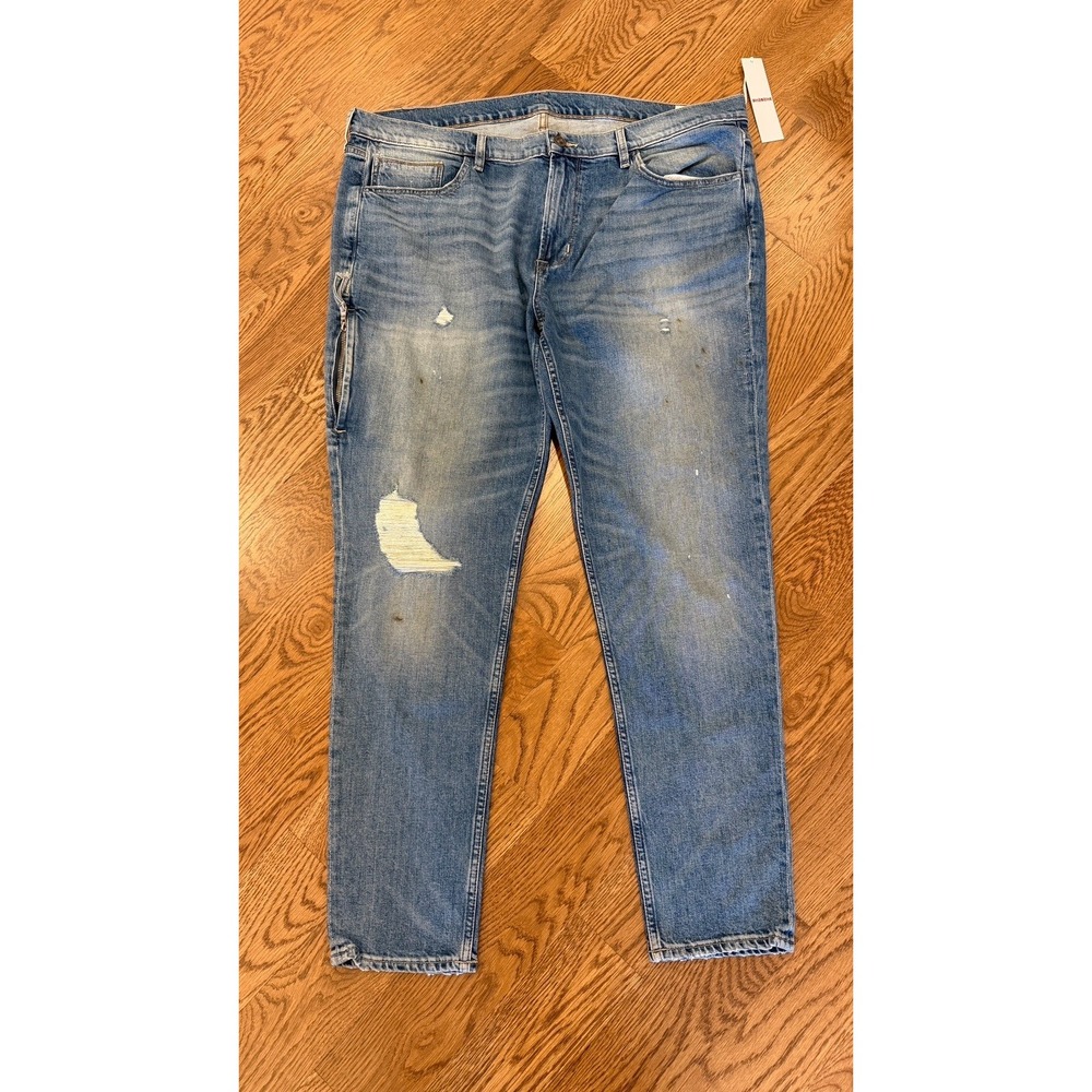 Hudson Zack Side Zip Skinny Fit Jeans Mens 42 Blue Visions Distressed New $290